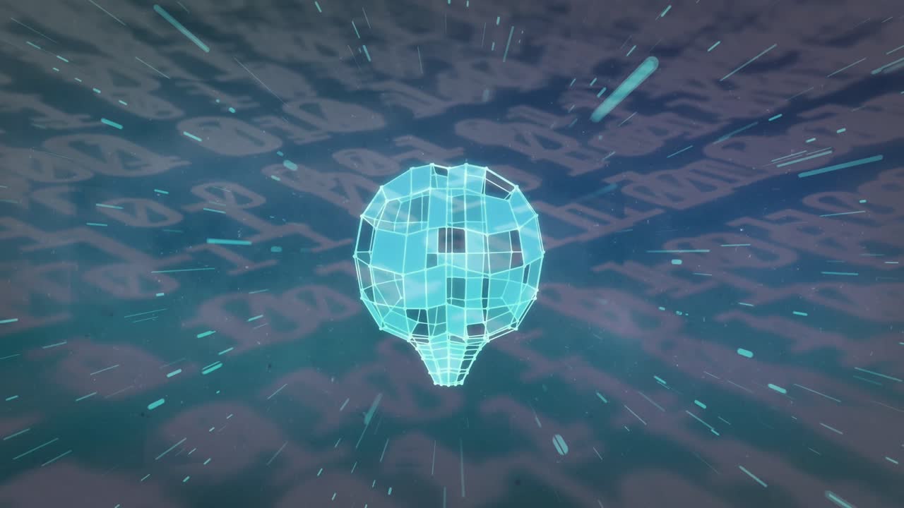 Animation of shapes and digital brain over binary coding