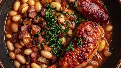 delicious cassoulet with white beans, sausage, and duck confit