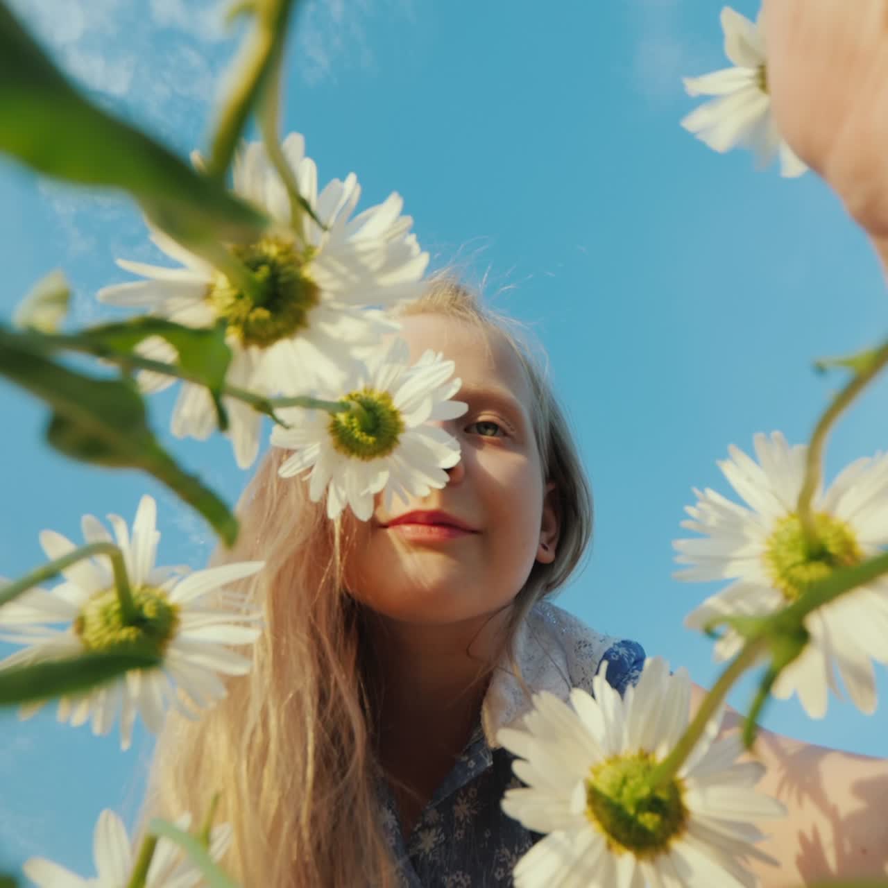 chica divertida arranca margaritas