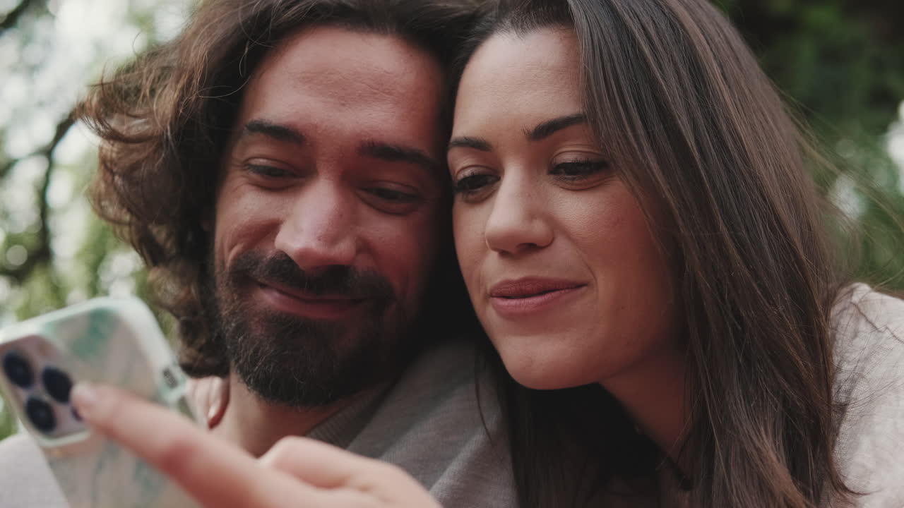 Couple looking at a phone