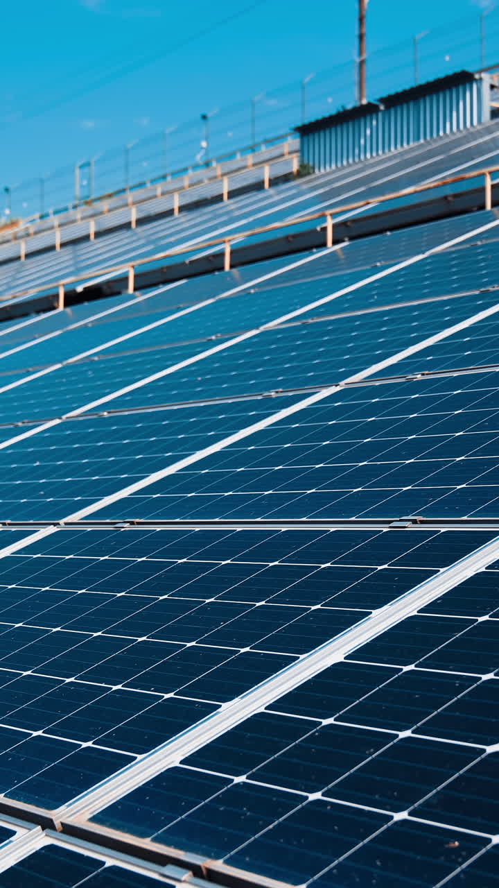 Photovoltic environmental sunlight energy. Sun energy technologies and alternative electricity generation. Vertical video