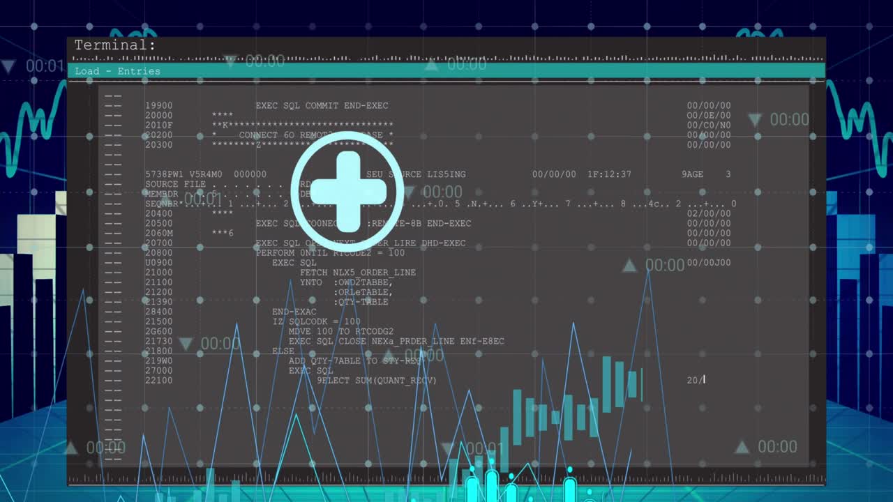 Animation of data processing over media icons