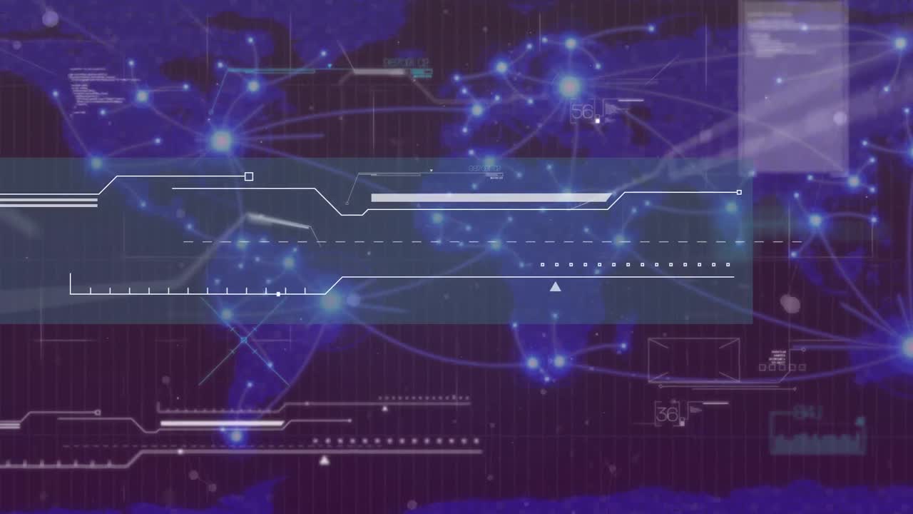 Animation of data processing over black background