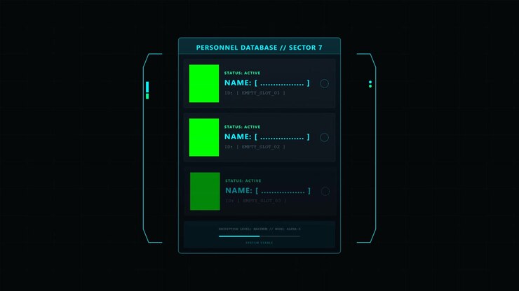 Futuristic Personnel Database Interface Loading Data