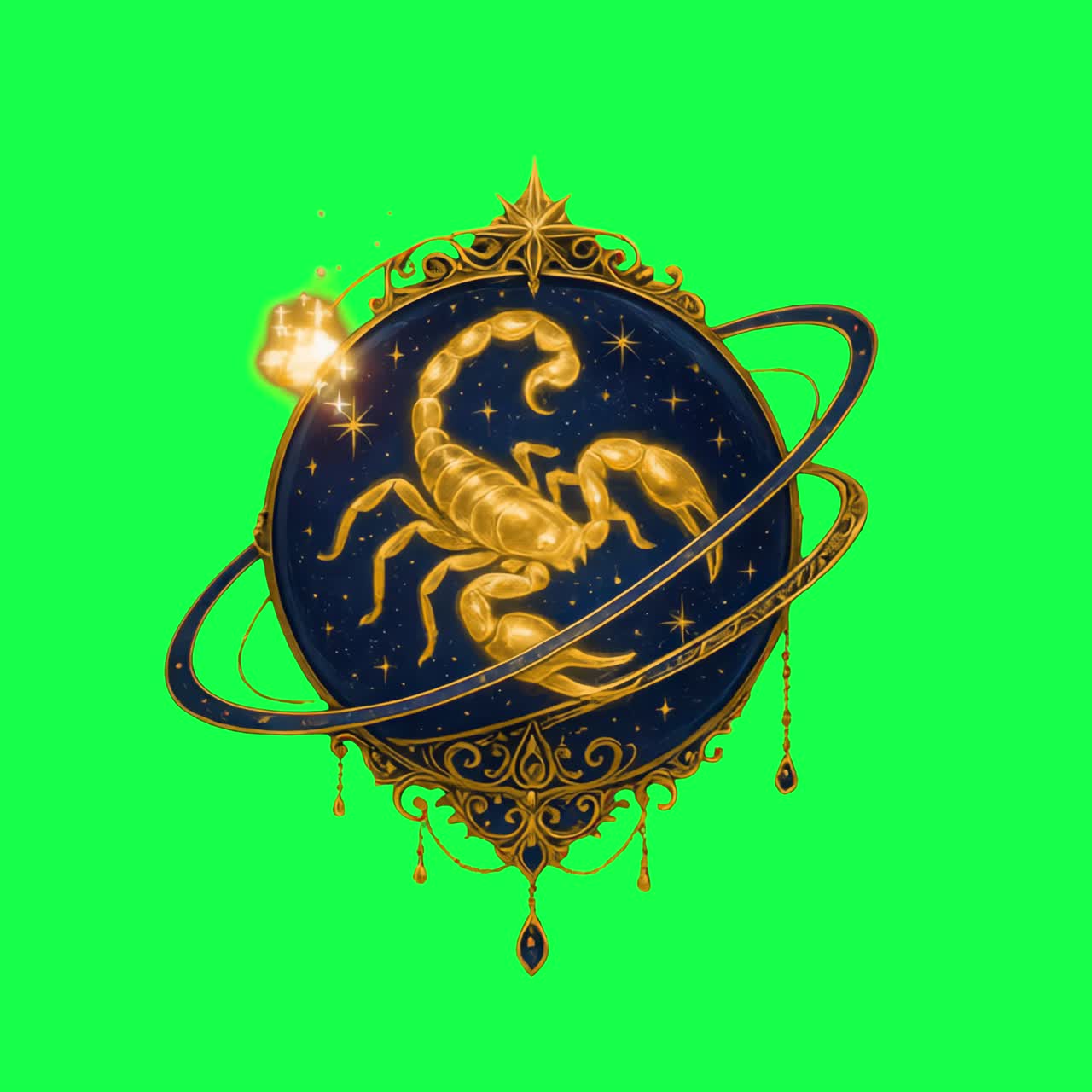 Skorpion-Sternzeichen-Himmelsillustration Animation, transparentes 4K-Video, Greenscreen
