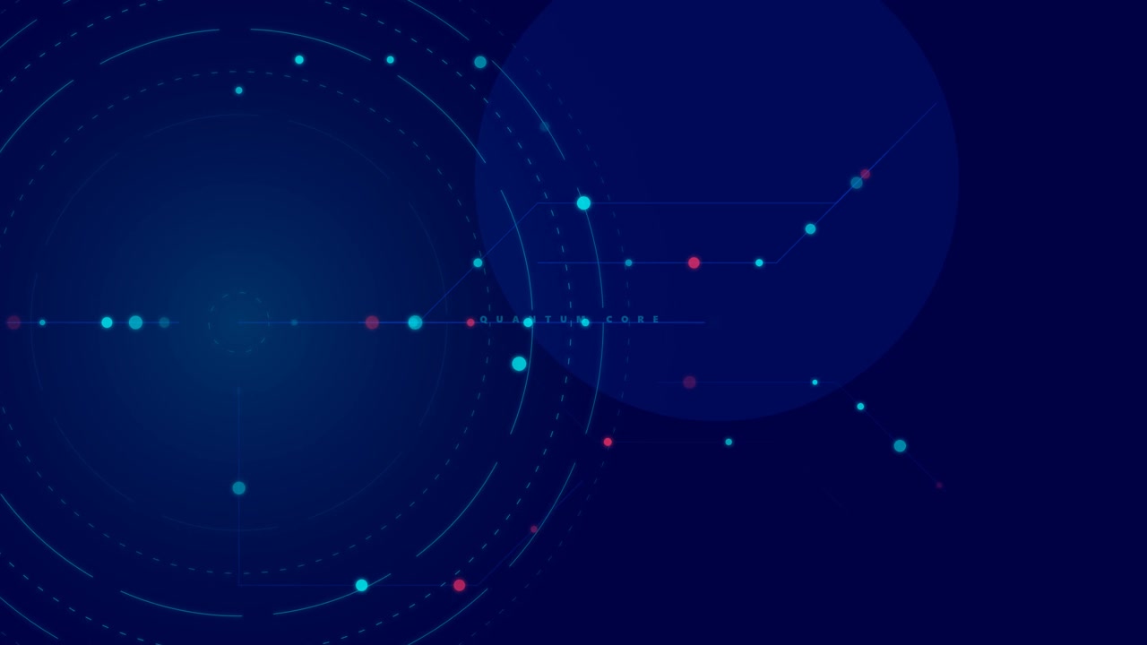 Abstract Digital Quantum Core Interface with Glowing Data Nodes