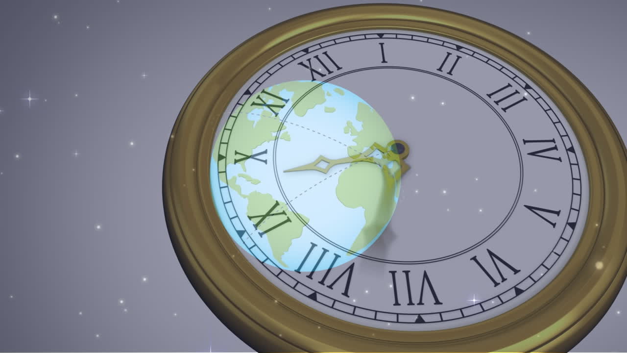 지구 지구와 공간의 애니메이션 시계 티킹