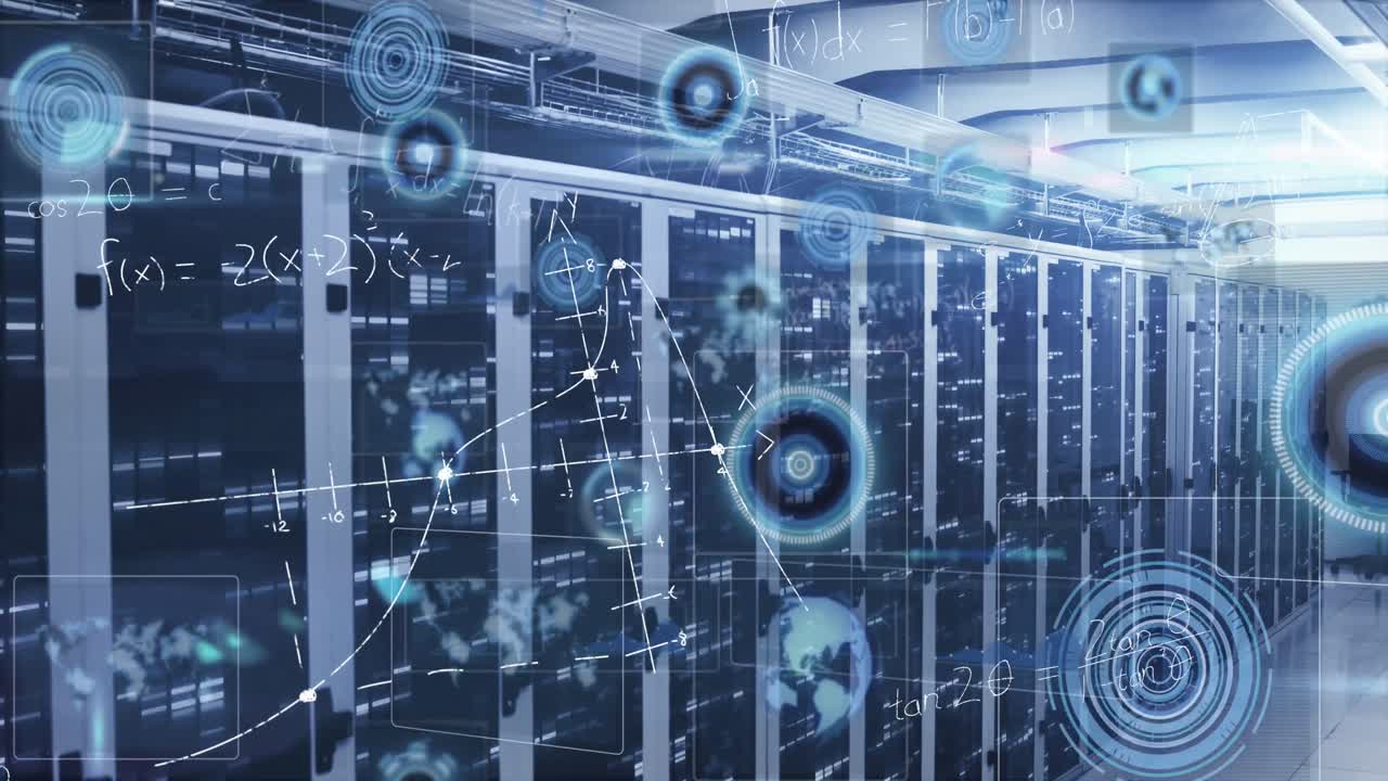 Animation of data processing over server room