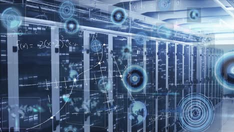 animation of data processing over server room