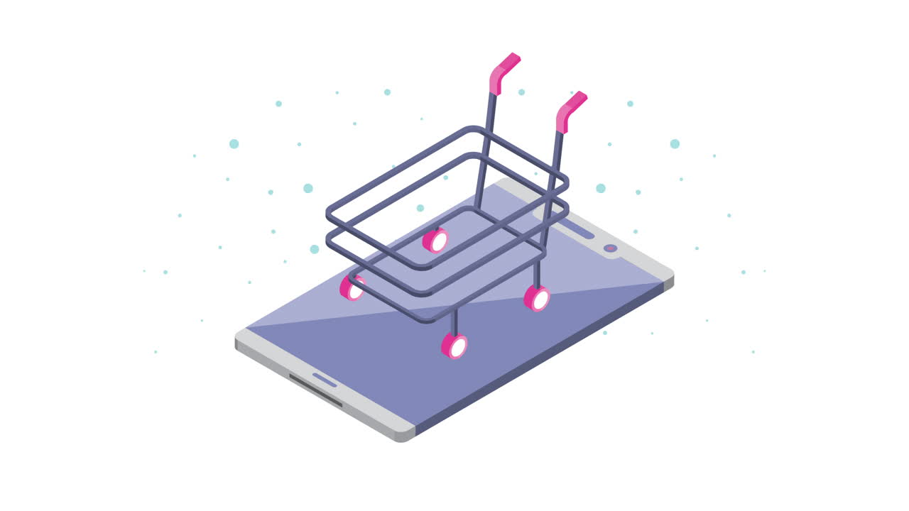 dispositivo de teléfono inteligente con carrito de compras