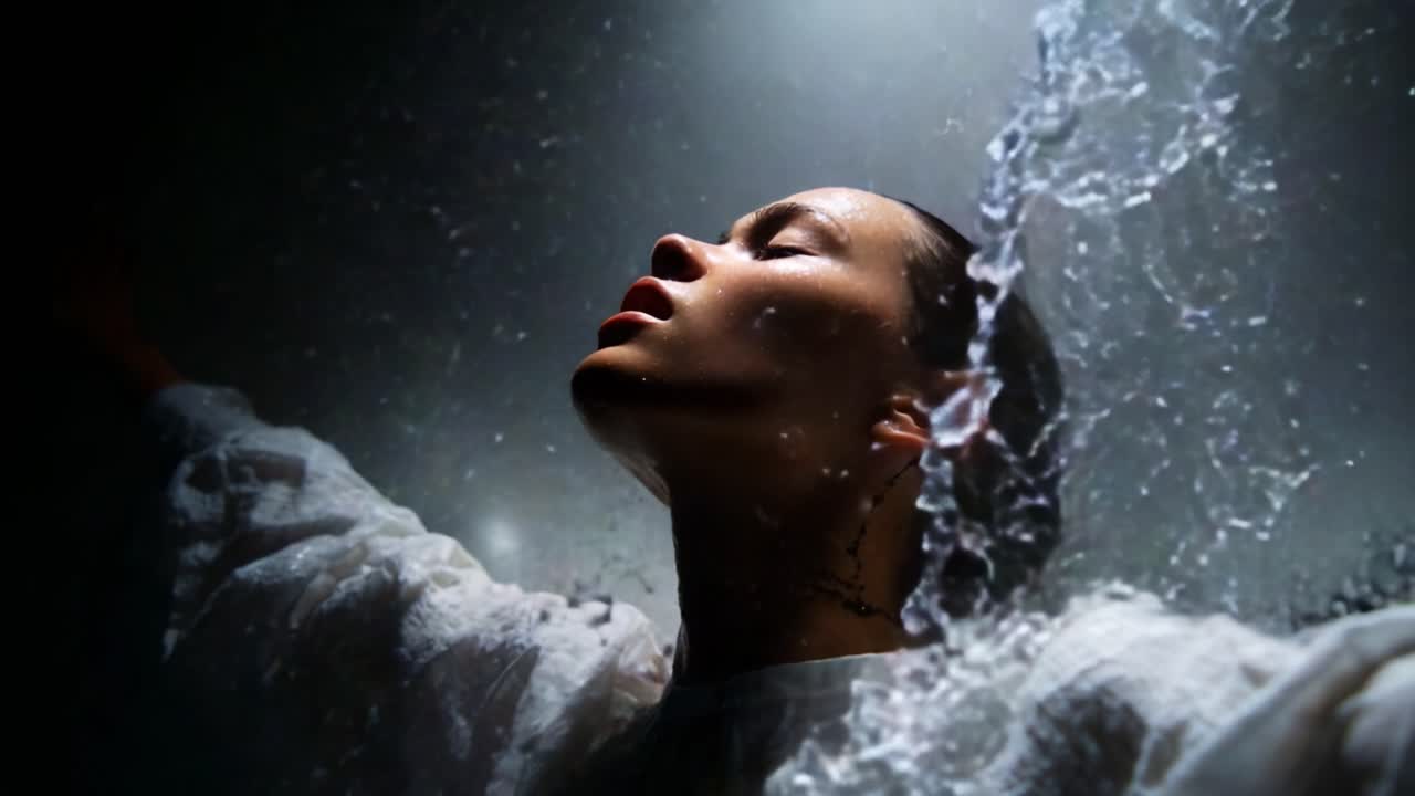 Un affascinante viaggio di trasformazione: catturare l'essenza di un giovane in una performance di danza ispirata all'acqua, che celebra la libertà e la bellezza attraverso il movimento