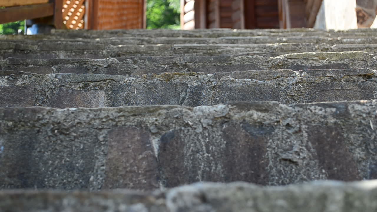 Stone steps. Steps and house
