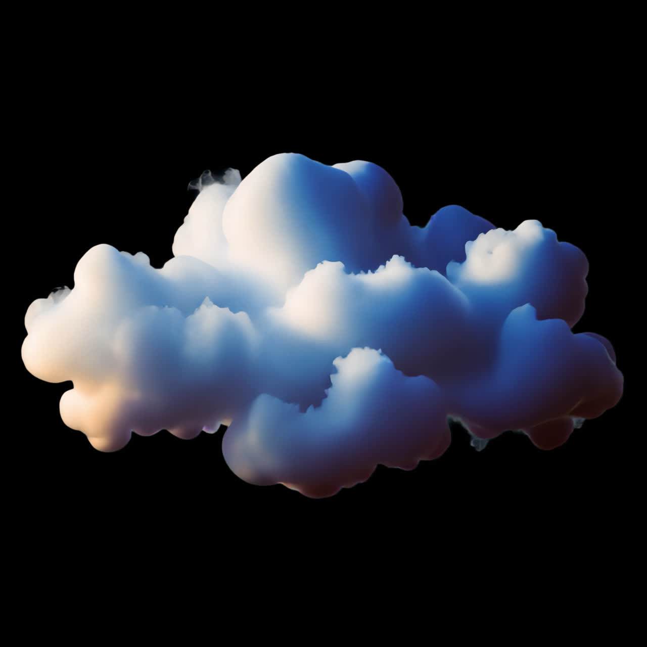 Blue cloud animation isolated asset, transparent 4K video, alpha channel, ProRes 4444