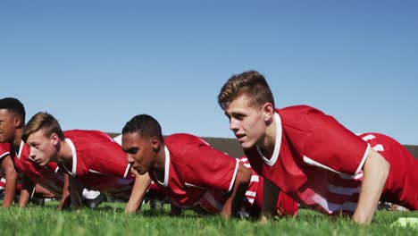 rugby players training on the field