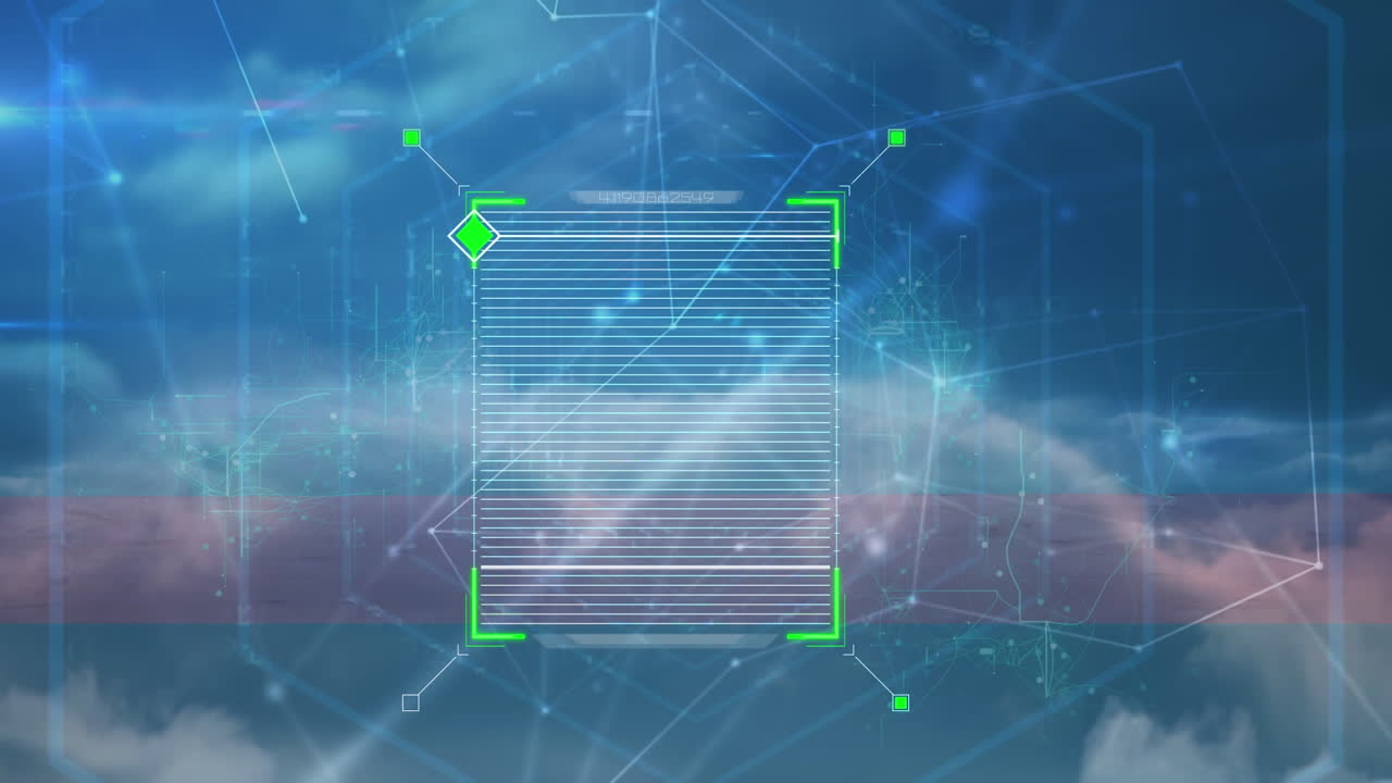 Animation of network of connections over cloudy sky
