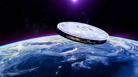 spaceship orbiting earth