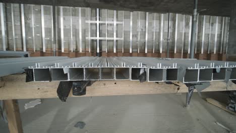 metal profile beam steel in packs at the construction