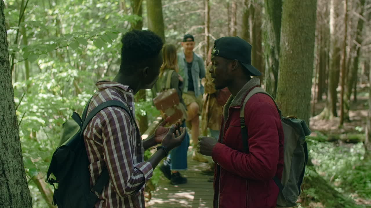 Friends Hiking in the Woods