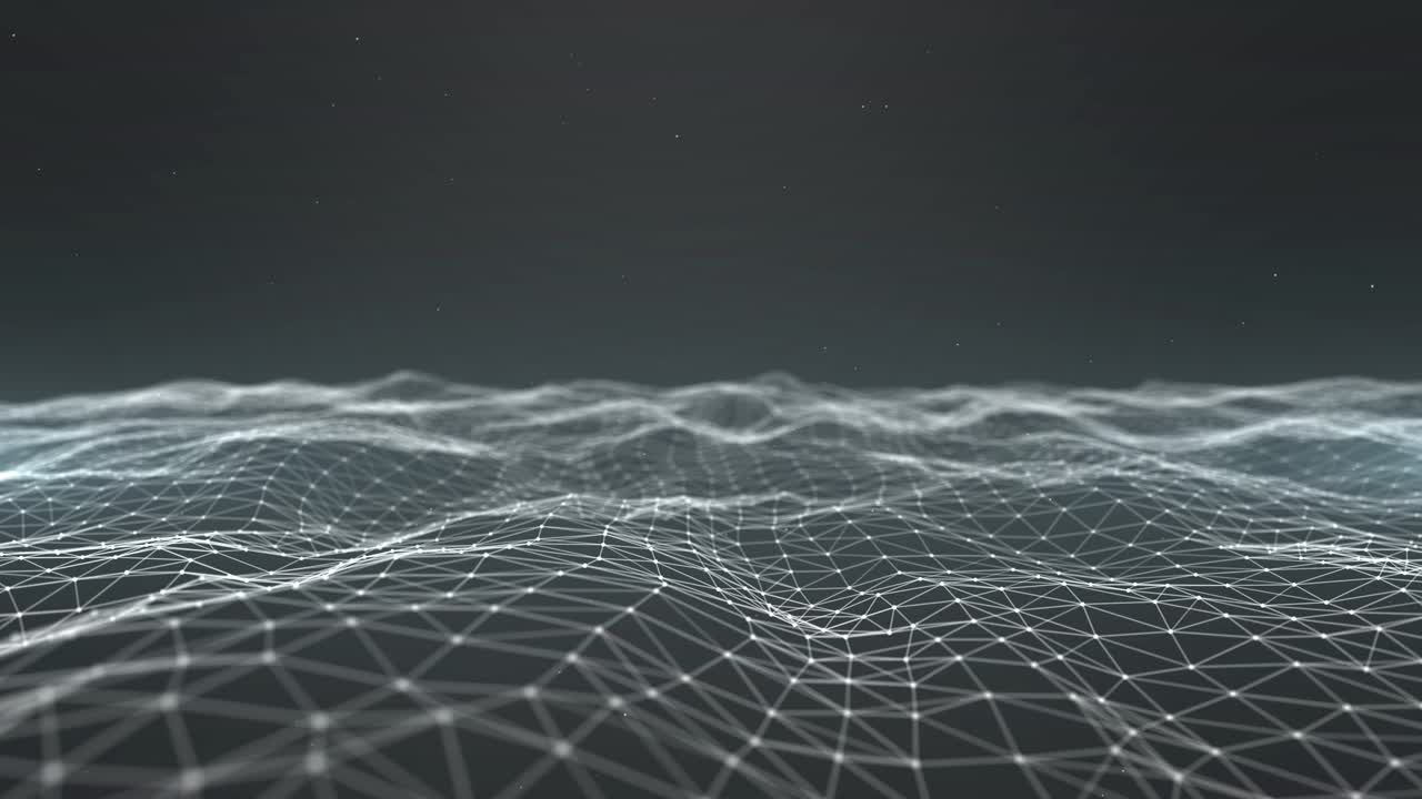 Sfondo poligonale astratto di big data con linee e punti connessi, motivo geometrico e struttura molecolare
