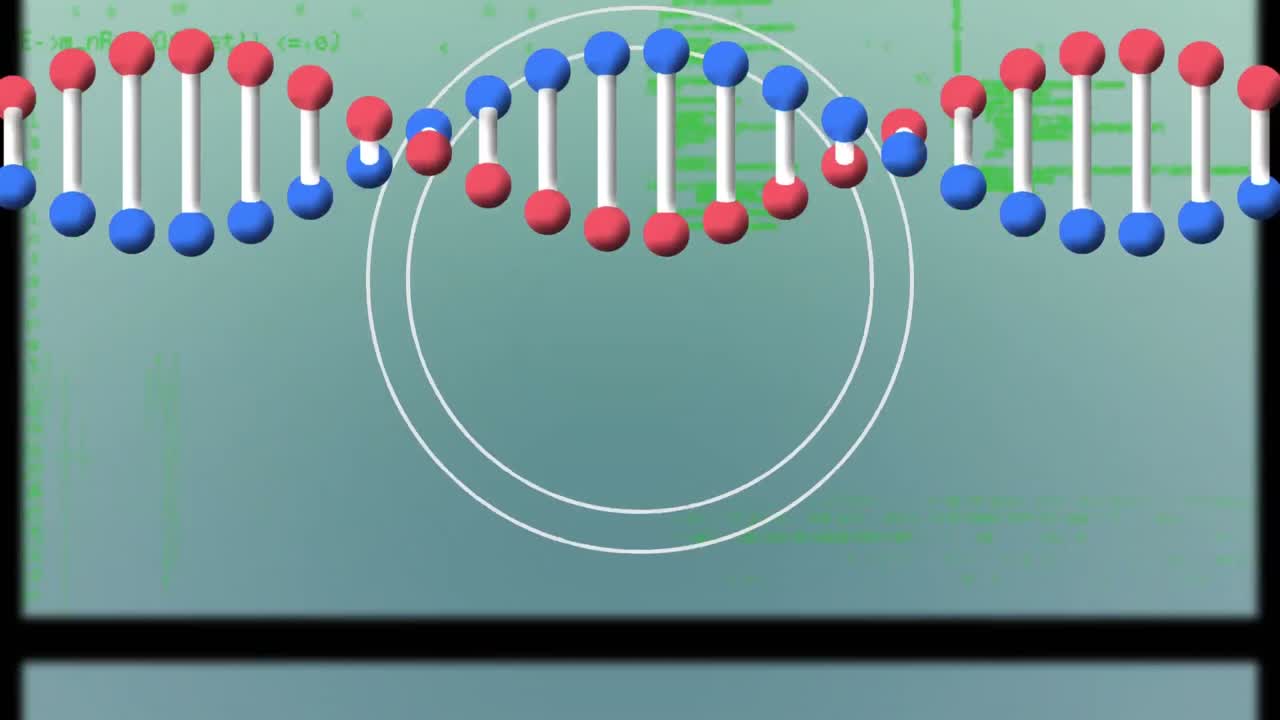 데이터 처리에 대한 dna 가닥과 원의 애니메이션