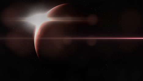 gran planeta rojo con efecto de luz en la galaxia