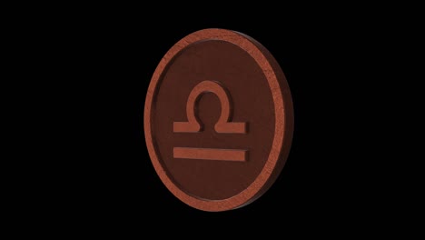 libra zodiac sign medallion. metal bronze. alpha channel