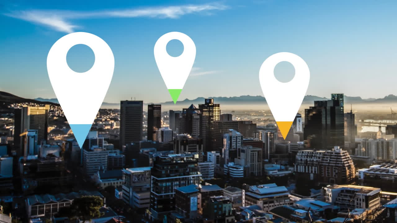 alfileres de ubicación sobre el paisaje