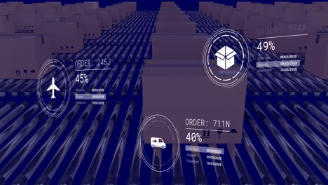 Animation-of-icons-with-data-processing-over-boxes-on-conveyor-belt