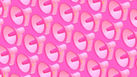 muchos megáfonos en fondo rosa. loop capaz de animación 3d para el fondo.