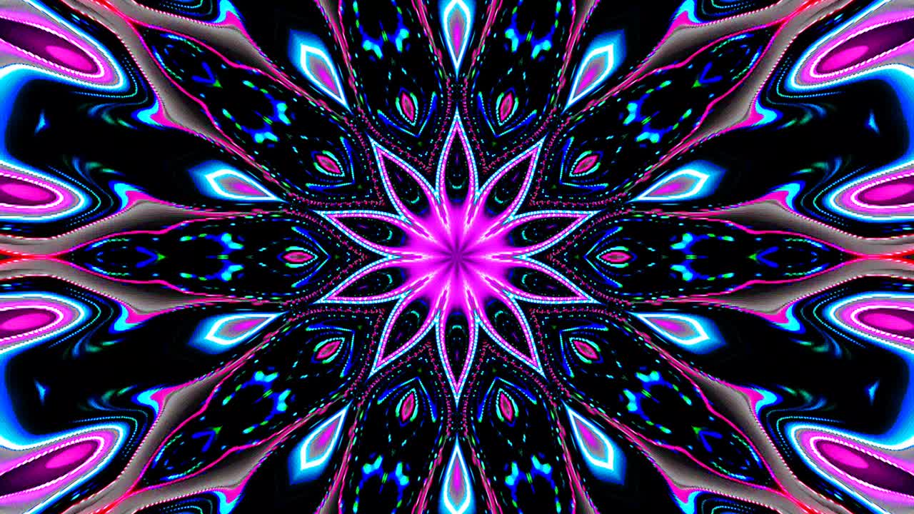 hermoso caleidoscopio abstracto que brilla, una luz radiante que regula los movimientos sutiles