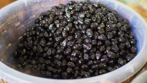 bowl of black olives