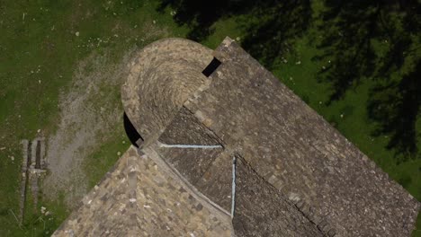 Cenital-drone-view-of-a-mountain-church