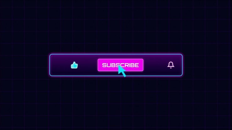 Neon Synthwave Style Subscribe Button with Like and Bell Icons