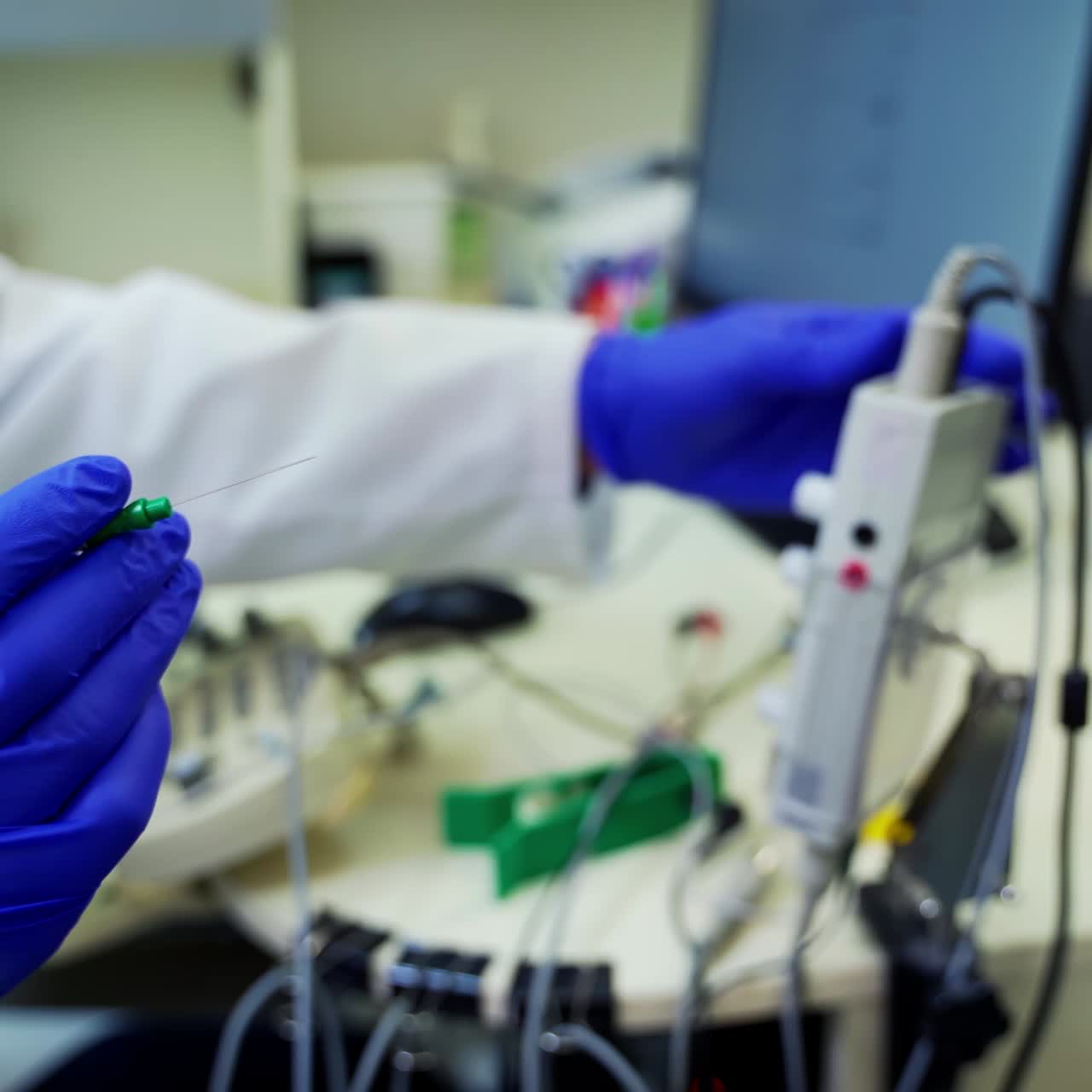Hands of docotor with equipment. Professional scientist working in the ...