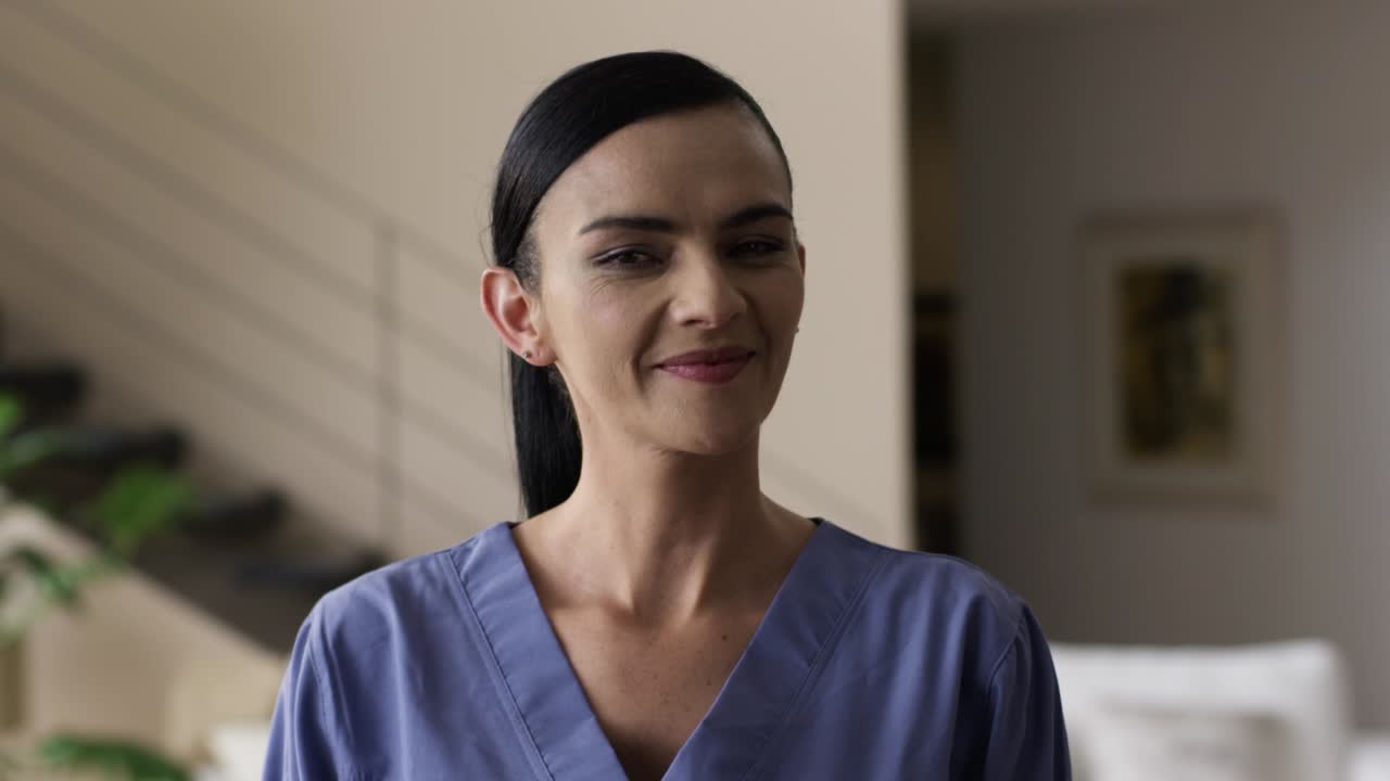 Housewife smiling in the living room, Family concept