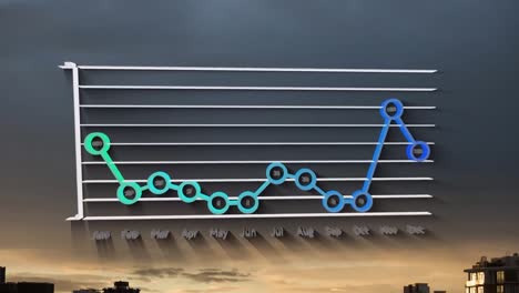 animación del procesamiento de datos sobre el paisaje urbano