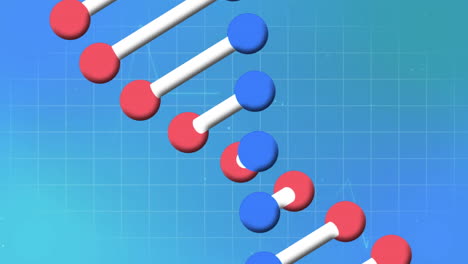animación de cardiógrafo y cadena de adn en fondo azul
