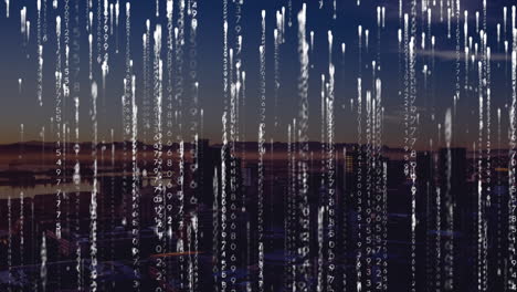 animación del procesamiento de datos sobre el paisaje urbano