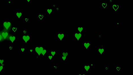 green hearts motion graphics with night background
