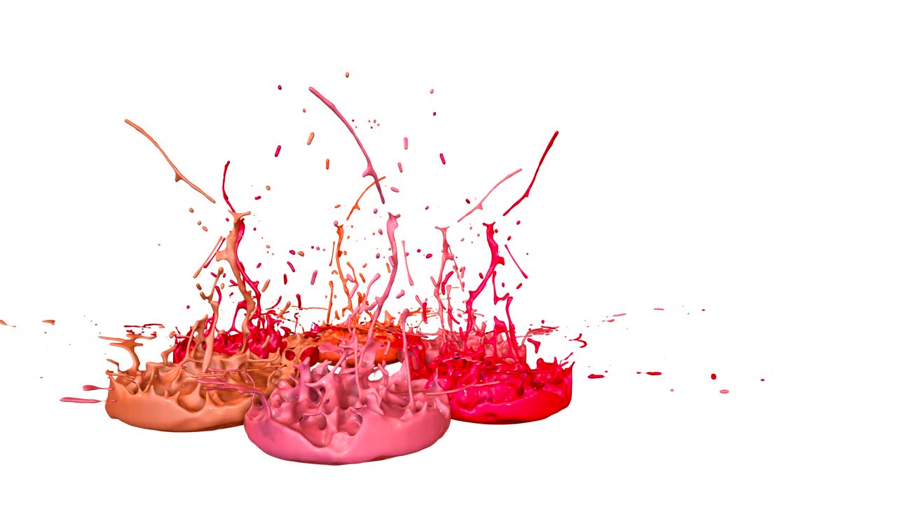 색 배경에 4k에서 페인트 춤의 3d 스플래시: 음악을 재생하는 음악 스피커에 잉크 스플래쉬의 시레이션