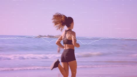 animation of wave over caucasian women running