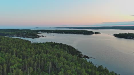 Pierce-Cove-wide-establishing-sunset-aerial-shot