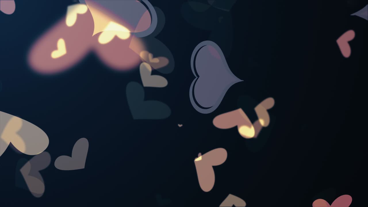 파란색 배경에 고립 된 만화 파스텔 심장. 발렌타인 데이, 생일 파티, 결혼식 또는 모든 휴가에 대한 애니메이션.