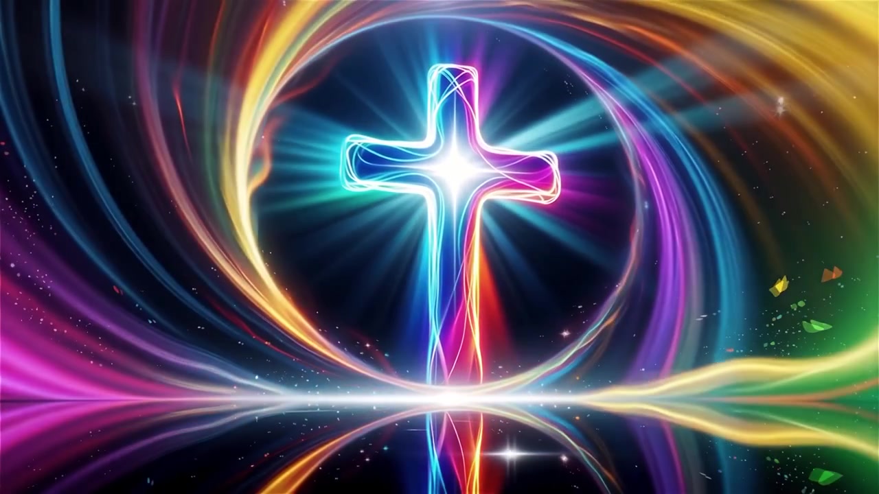 Christian Cross Heavenly Light Worship Background