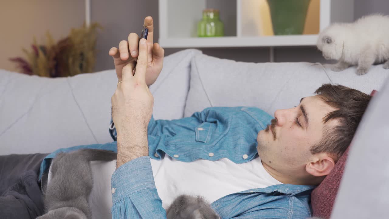 el hombre y sus gatitos.