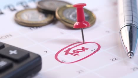 tax day concept with red circle on calendar date