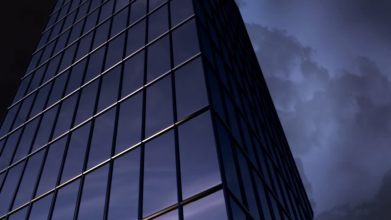 y relámpagos en el fondo del edificio