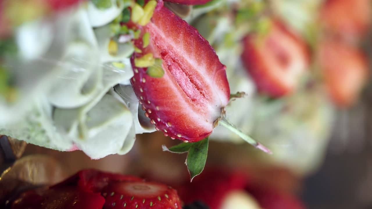 Strawberry and pistachio cake