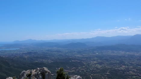 Panoramic-view-on-mountains-and-sea-by-drone