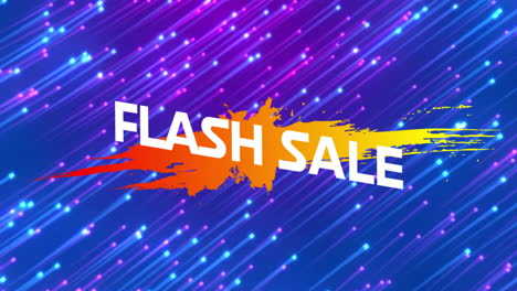 animation of flash sale text over neon pattern background